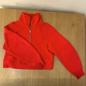 LULULEMON Scuba oversized funnel-neck half zip, carnation red, XS/S